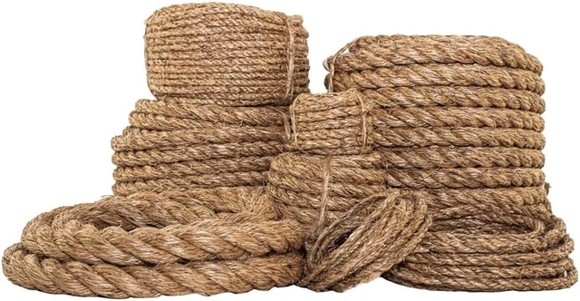 Twisted Manila Rope Natural 3 Strand Fiber Hemp Rope for Indoor and Outdoor Use