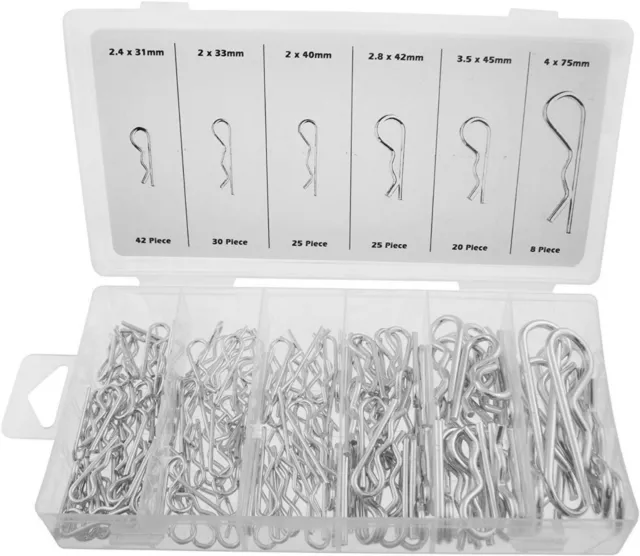 150pc Spring/ R-Clips Hair Pins Assortments Set Hitch Lynch Cotter Pins UK P&P