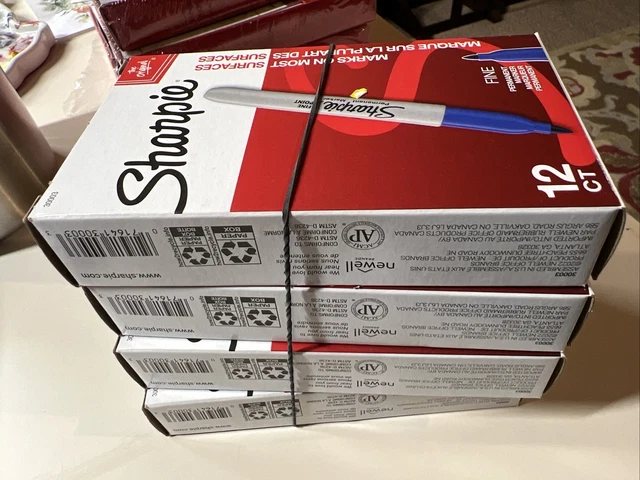 Sharpie 30003 Fine Tip Perm Markers, Blue 48 Count Brand NEW 4x12 Pack FREE Ship