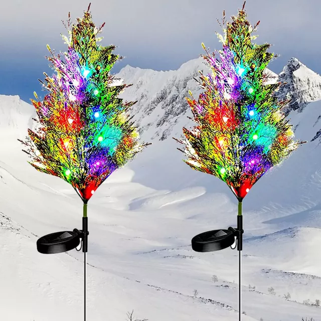 Solar Powered LED Christmas Tree Stake Lights Yard Garden Pathway Lights Outdoor 2