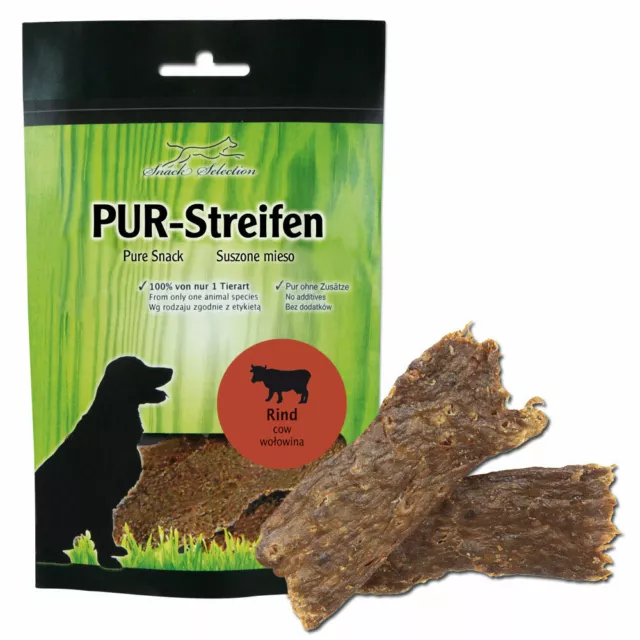 Greenhound PUR-Streifen Rind - 100g Fleischstreifen Hunde Snack Leckerli