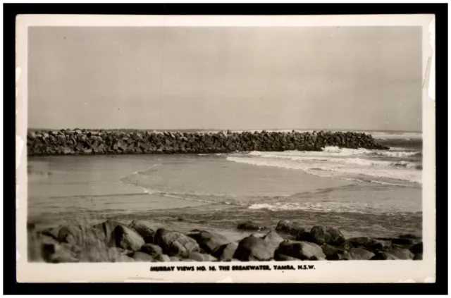 Vintage RPPC Photo Postcard - Murray Views No.14, The Breakwater, Yamba, NSW