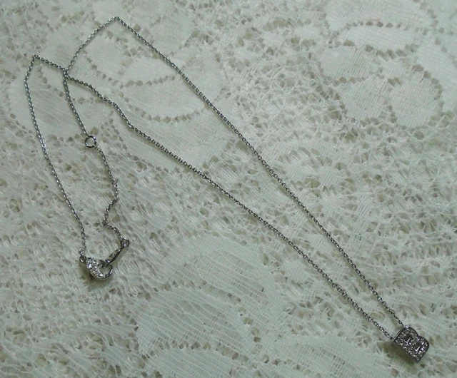 Nadri Initial Letter B Crystal Pendant Silver Tone Chain Necklace 17 Inch
