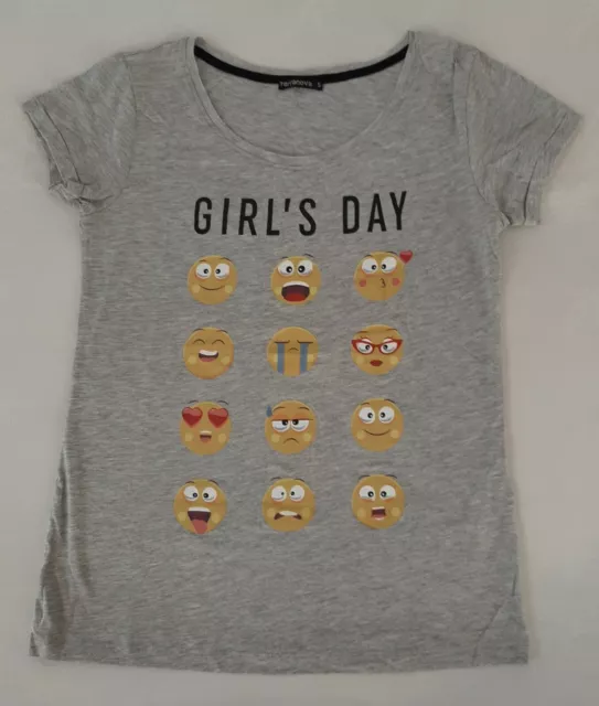 TERRANOVA T-shirt maglia maglietta grigia emoticons smileys donna ragazza tg. S