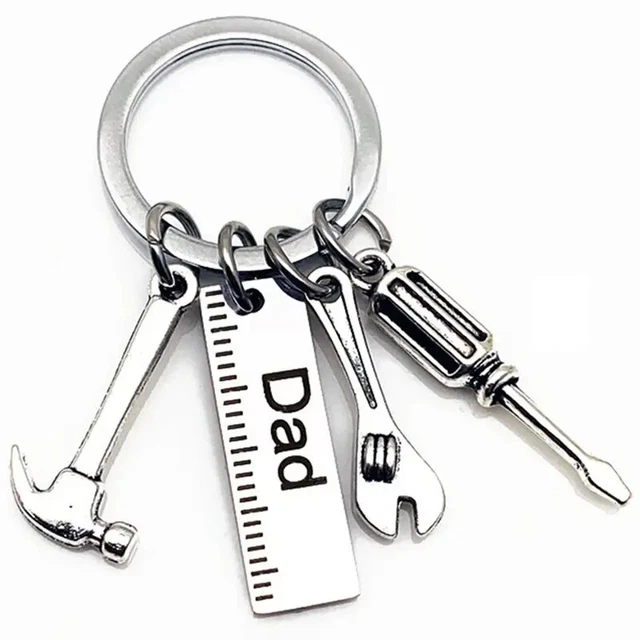 10pcs Key Hammer Screwdriver Wrench Dad Tool Metal Keychain