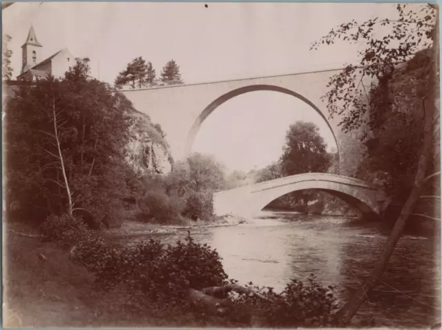 France, Avallonnais, Les ponts de Pierre-Perthuis Vintage albumen print Tirage