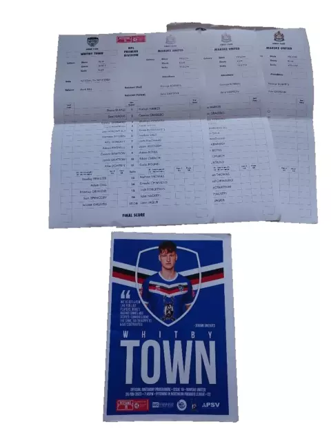 Whitby Town v. Marske United 26/9/23 NPL Premier Division inc. 3 team sheets