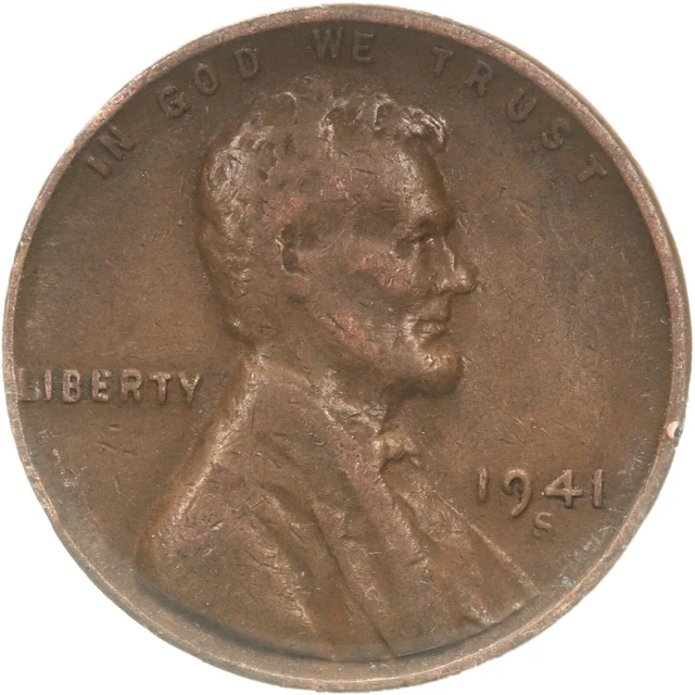 1941 S Lincoln Wheat Cent Large S Very Fine Penny VF