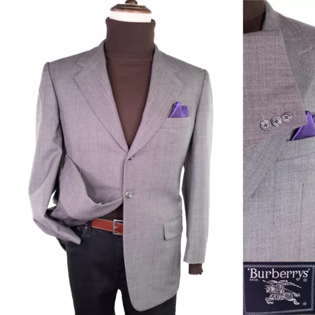 Burberry Blazer 40R Gray Super 100's Wool 3-Button Sport Jacket Coat Blazer