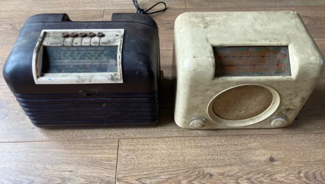 2 Vintage Bush Valve Radio  DAC 90- DAC 10 Bakelite.. Untested