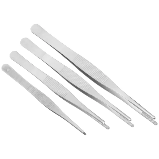 4 Pcs Straight Tweezers Garden for Succulents with Teeth Long