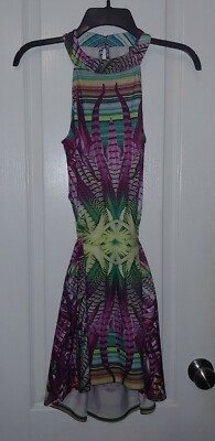 Kas New York Printed Stretch Back Cut Out Mini Dress Size XS