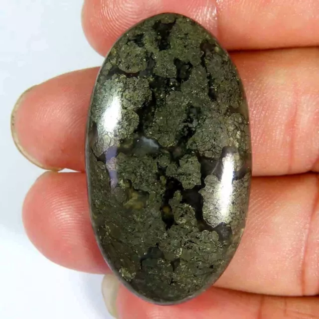 68.40Cts.100%Natural Super Marcasite Oval Cabochon 23x40x6mm Losse Gemstone