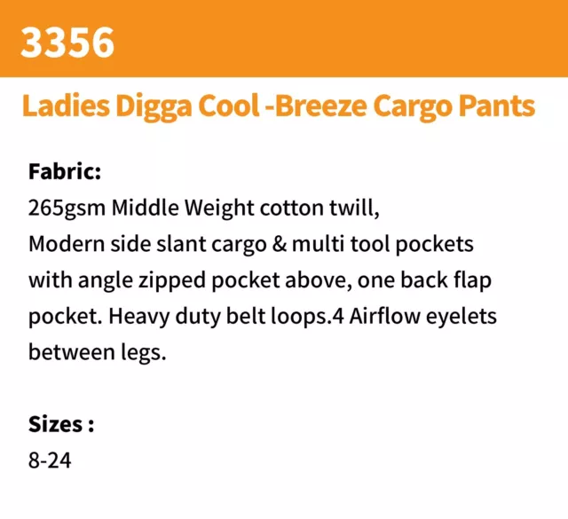 DNC Ladies Digga Cool -Breeze Cargo Pants,3356 3