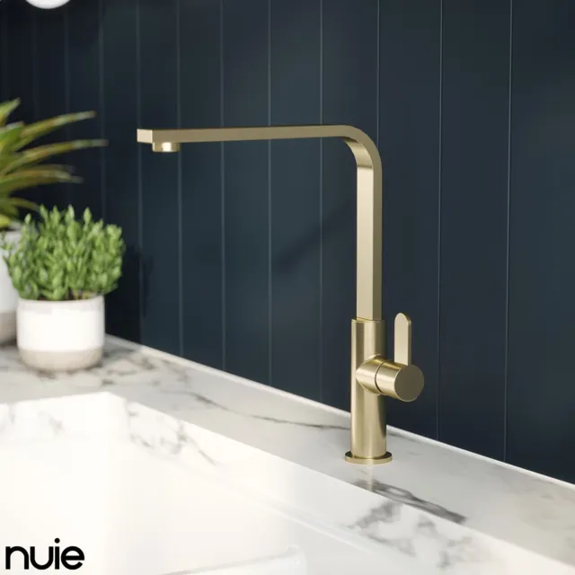 Nuie Churni Brushed Brass Mono Kitchen Sink Mixer Tap Single Lever Handle Gold