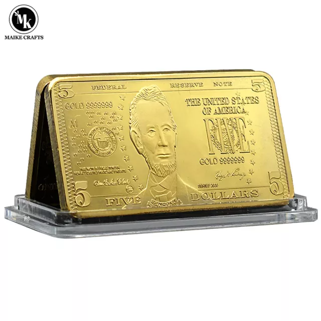 Usa $5,000 24k Gold Clad Bullion Bar