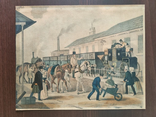  Antique Original Colour  Aquatint-The Last Of The Coaches -1830Ca