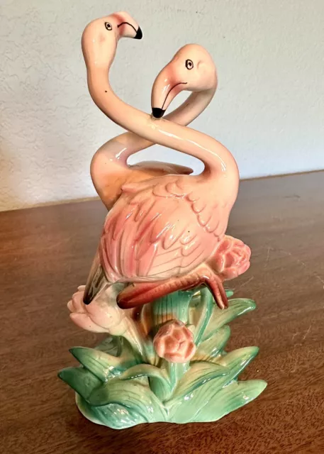 RARE 1987 Fitz & Floyd Pair Flamingos Candle Holder Taper 7.75”