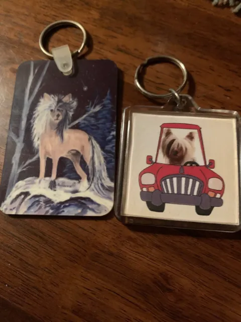 Two Chinese Crested Keychains