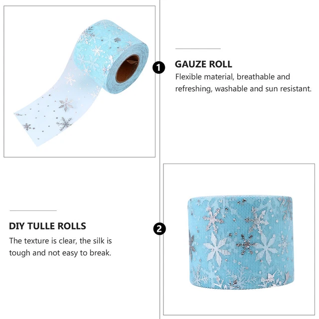 3 Sets Schneeflocke Tüll Stoff Breite Tüll Rollen Weihnachten Tüll Rolle 4