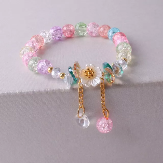Elegant Crystal Beaded Flower Daisy Lucky Bracelet Elastic Bangle Women Jewelry