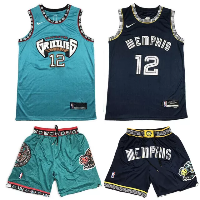 Retro New Yes Morant #12 Memphis Grizzlies Basketball Jersey Stitched Green  DE A