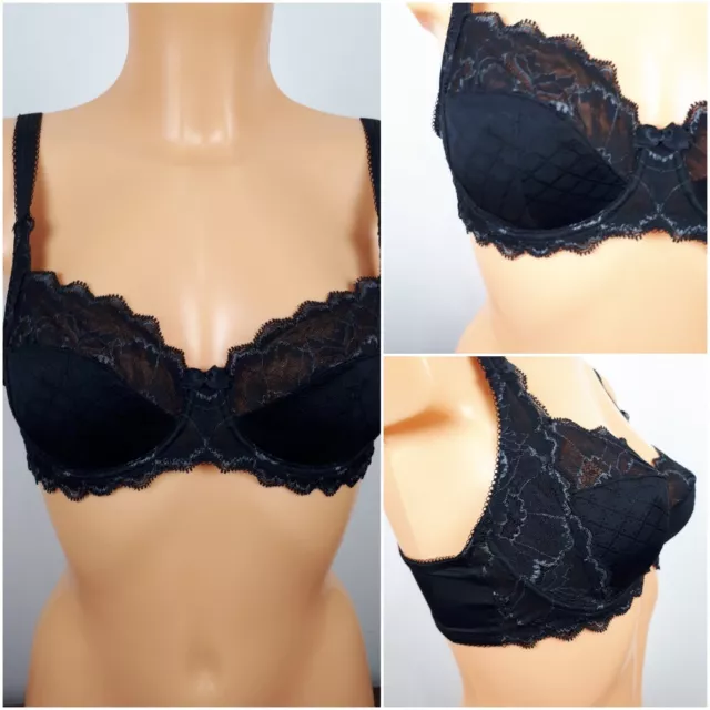 M&S BLACK PEONY Lace Non-Padded FULL CUP Bra B-DD with Cool Comfort™ Size  32-42 £6.99 - PicClick UK