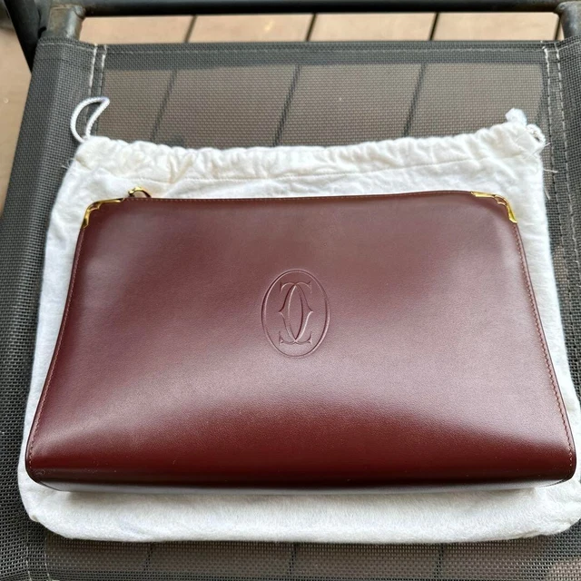 Unused Authentic Cartier Vintage Must Clutch Bag Leather Deadstock