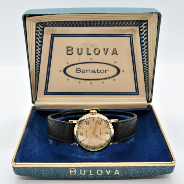 BULOVA,L9 1959 "SENATOR" Automatic, w/Leather Band MENS WATCH, w/BOX R23-95