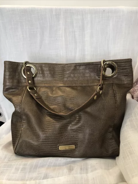 STEVE MADDEN Large Gold Faux Leather shopper tote shoulder bag purse Handbag