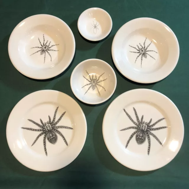 Laura Zindel pottery SPIDER theme 6 pc dinnerware - Never Used!