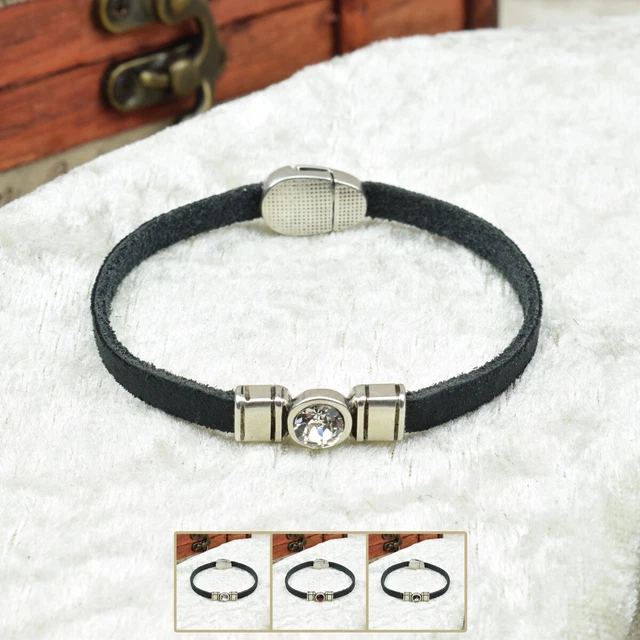 ❦ Armband SVEA | Leder | 5 mm | mit Swarovski Kristall | Magnetverschluss | 01 ❦