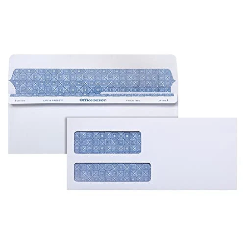 Office Depot 100% Recycled Lift PressTM Double-Window Envelopes #9 3 7/8in. x...