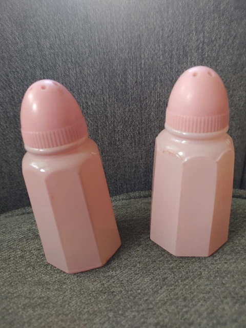 VINTAGE HAZEL ATLAS Pink Depression Glass Salt Pepper Shakers As Is 