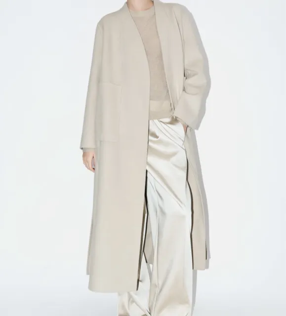 Zara Bnwt 2023. Mid Ecru Wool Double Faced Coat Zw Collection. Small.