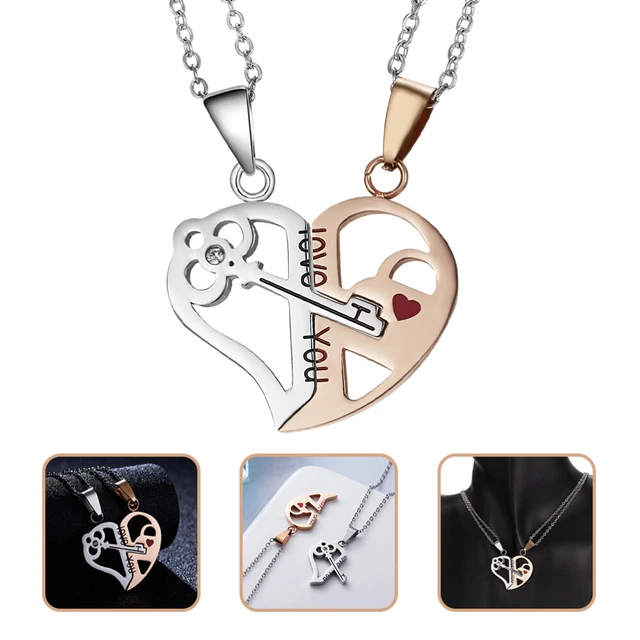 2 Collane Puzzle Anima Gemella Per Coppie - Regalo Romantico Per Lui E Lei, Catene D'Argento Regolabili, Gioielli Matching Per San Valentino - 4