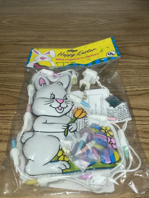 Happy Easter Wall Hanging Light 7”Works Sculpture Plastic Rabbit New VTG Sealed