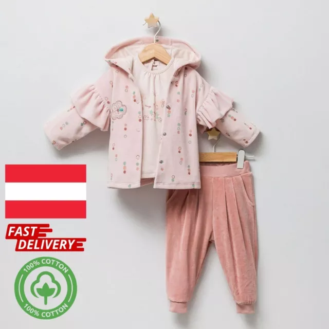 Baby Mädchen Langarmpullover Luxuriöse Jacke Hose Outfit Babykleidung 3teilig