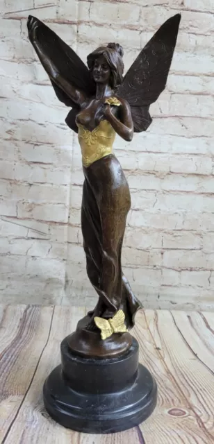 Handcrafted bronze sculpture SALE Standing Angel Charming Large French Signed 3