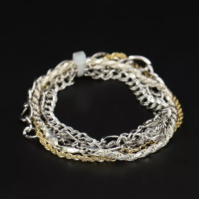 Sterling Silver - Lot of 5 Assorted Rope Infinity Figaro Chain Bracelets - 26g