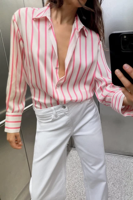 Chemise Satin Zara Chemise RayÃ©e Femme ZARA SATIN EFFET Basique