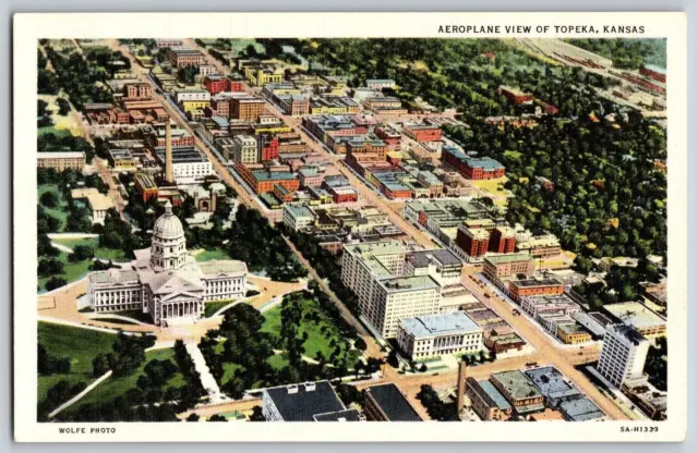 Topeka, Kansas KS - Airplane View of Topeka, Aerial - Vintage Postcard