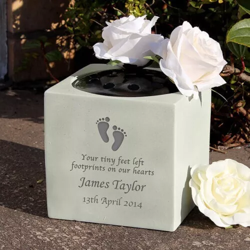 Personalised Infant Memorial Footprint Vase Grave Flower Cemetery Holder Funeral