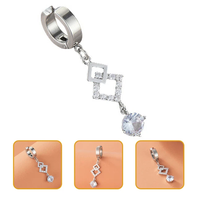 Navel Ring Dangle Belly Button Rings Fake Piercing for Women Stainless Steel