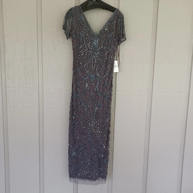 Pisarro Night Beaded Mesh Gown Size 6 Defect