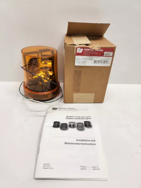 New In Box! Federal Signal Ser.c 120V Amber Rotating Light 121S-120A