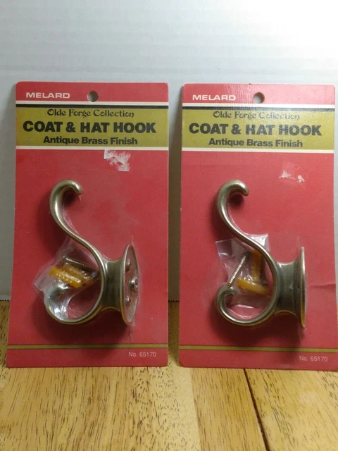 Vintage Pair of Olde Forge Collection Coat & Hat Hook Antique Brass Finish...