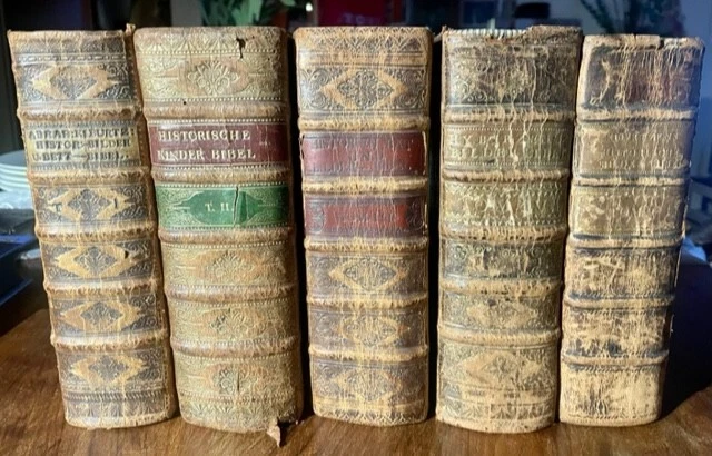 Historien Kinder Bet und Bilder Bibel 5 Bände 1737 - 1758, guter Zustand