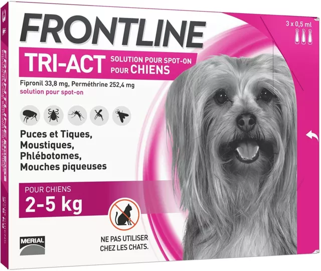 FRONTLINE TRI-ACT Chien Anti-Puces Et Anti-Tiques Pour Chien 2-60 Kg 3 Pipettes