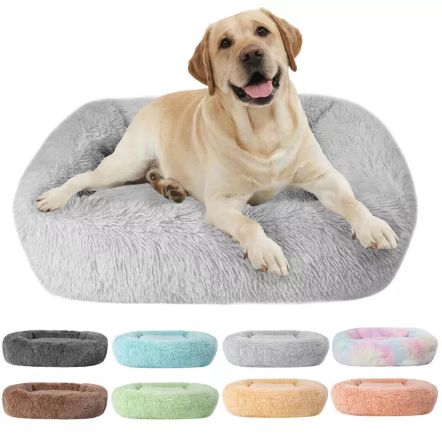Rectangle Pet Dog Cat Warm Bed Long Plush Calming Sleeping Bed Ultra Soft